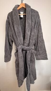 Threshold Gray 100% Cotton Terry Cloth Bath Robe Adult L/XL Shawl Collar Belt